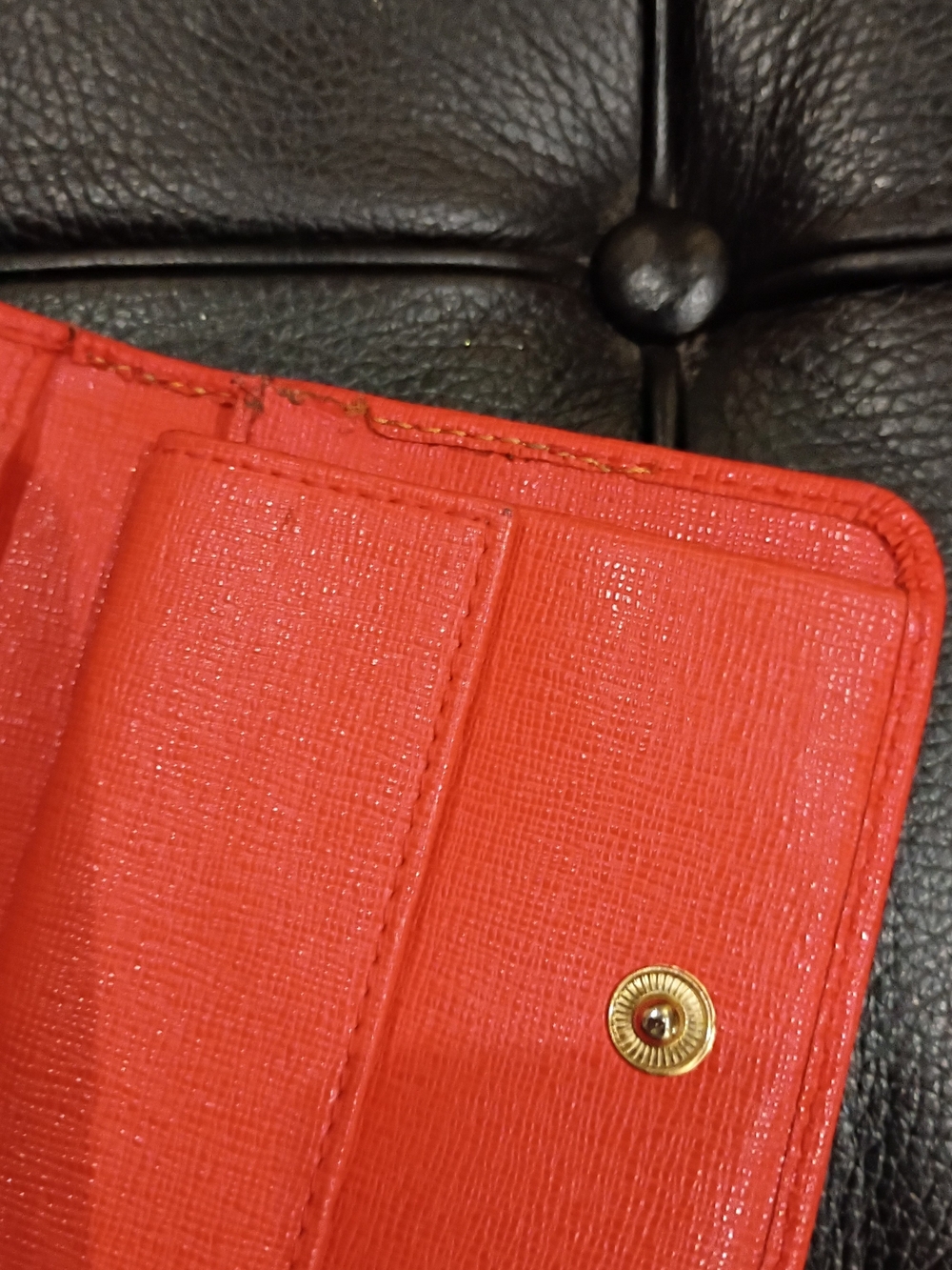 Furla Orange Saffiano Leather Fold Wallet - Picture 9 of 11